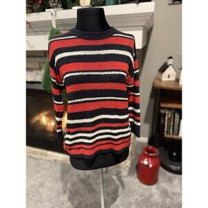 Ellen Tracy Womens Pullover Sweater Size XS NAVY RED Lightweight